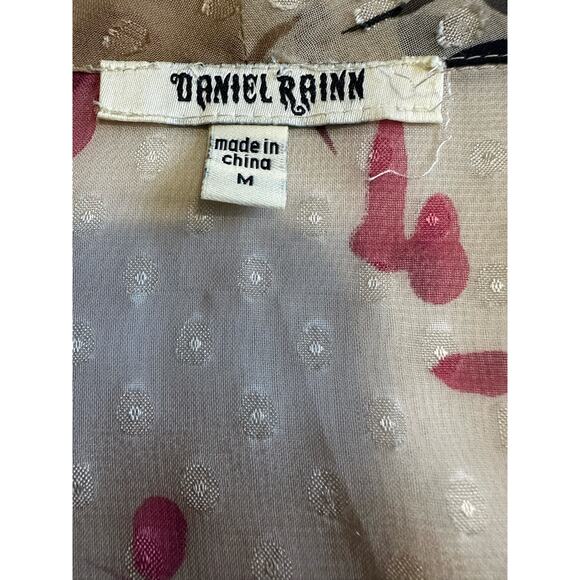 Daniel Rainn Open Front Swiss Dot Cardigan Size M Feminine Sheet Floral - Picture 4 of 8